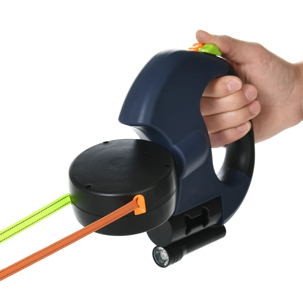 Dual Retractable Dog Leash – LED & No-Tangle | PuppyPaw™