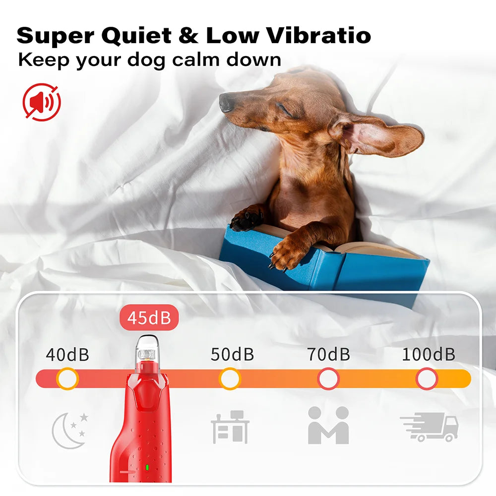 Dog Nail Grinder – Dustproof 6-Speed LED Trimmer | PuppyPaw™