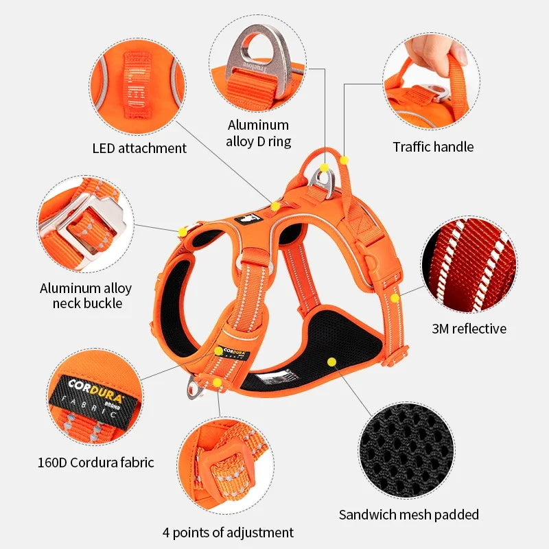 No-Pull Reflective Dog Harness – Back Handle | PuppyPaw™