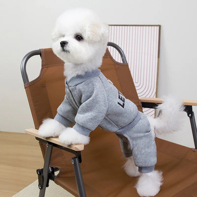 Thickened Dog Hoodie Jumpsuit – Fleece Lined | PuppyPaw™