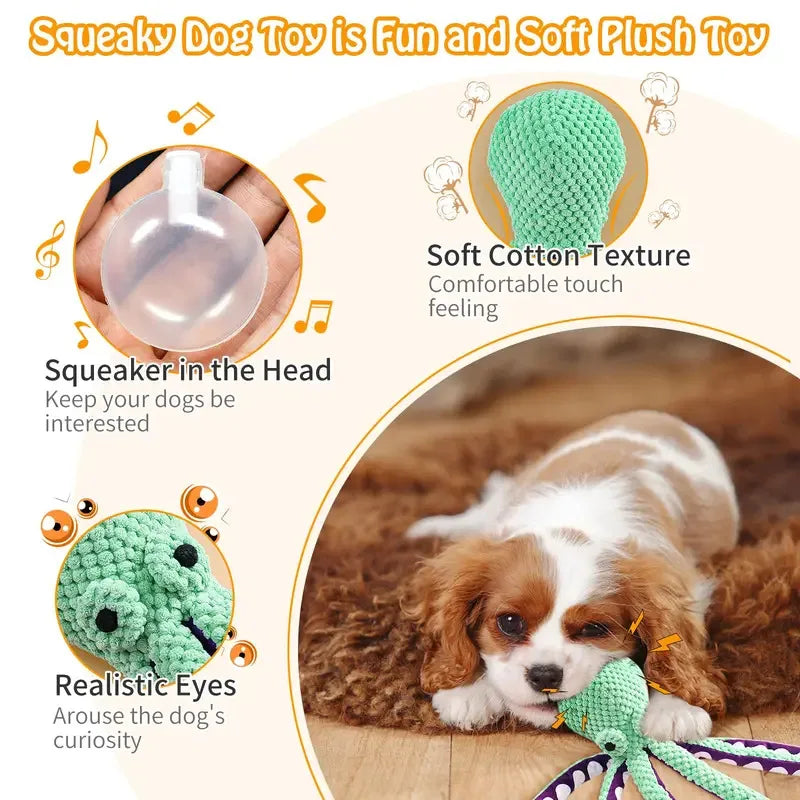 Octopus Plush Dog Toy – Squeaky 6-Leg Chew | PuppyPaw™