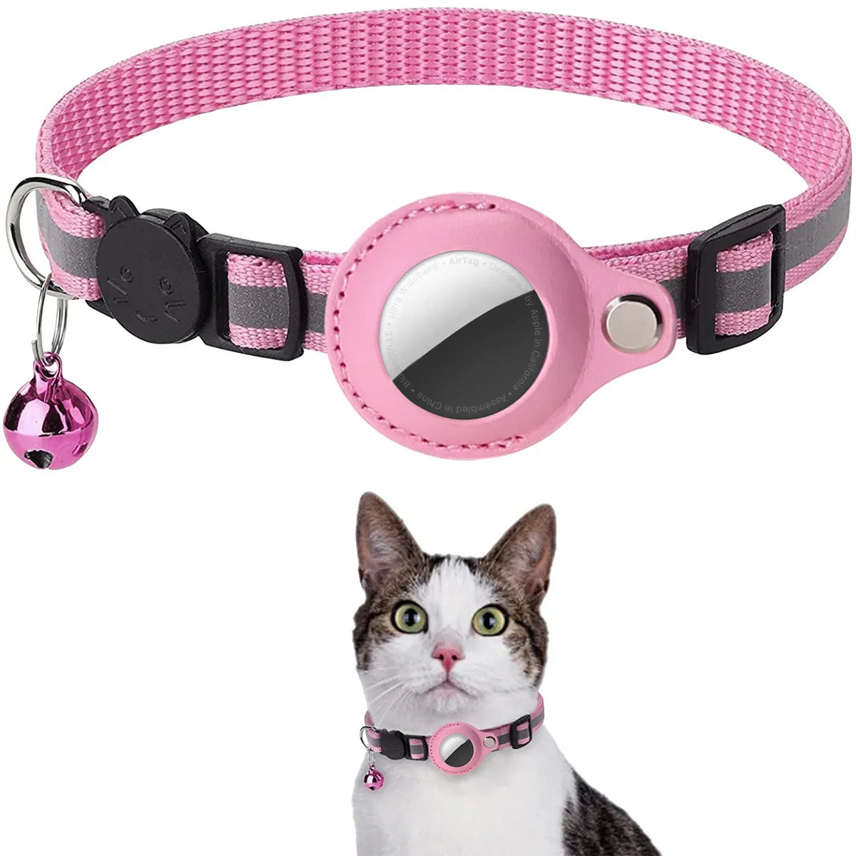 Adjustable Reflective Cat Collar – AirTag Holder | PuppyPaw™