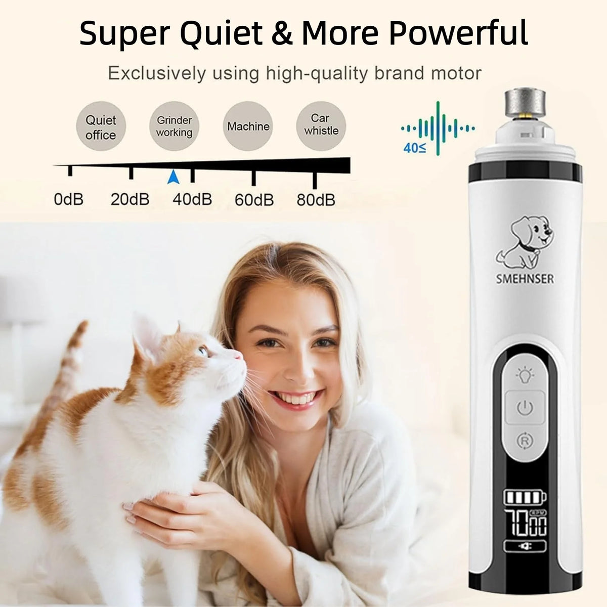 Pet Nail Grinder – USB Rechargeable LED Clipper | PuppyPaw™