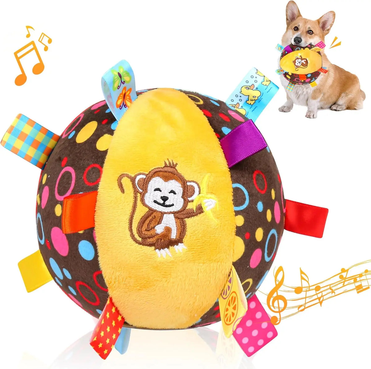 Soft Plush Dog Ball Toy – Bell & Label Chew | PuppyPaw™