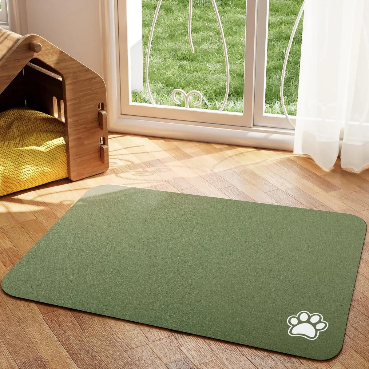 Absorbent Pet Feeding Mat – Quick Dry Non-Slip | PuppyPaw™