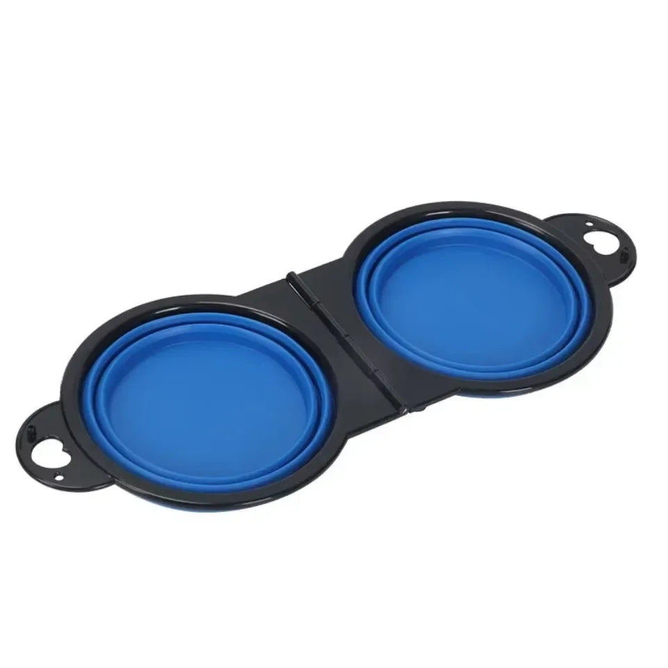 Foldable Travel Dual Pet Bowl – Food & Water | PuppyPaw™