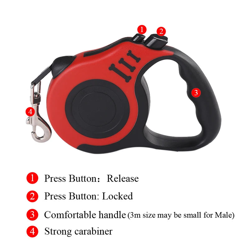 Retractable Nylon Dog & Cat Leash – 3M & 5M | PuppyPaw™