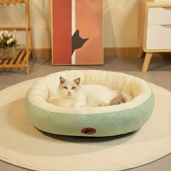 Oval Snuggle Pet Bed – Plush Warm All Seasons | PuppyPaw™