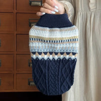 Vintage Knit Dog Sweater – Black & Beige | PuppyPaw™