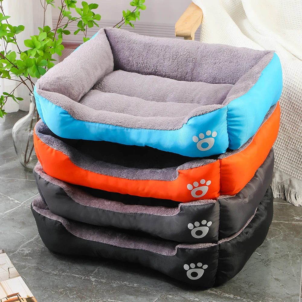 Plush Square Dog Sofa Bed – Waterproof Cushion | PuppyPaw™