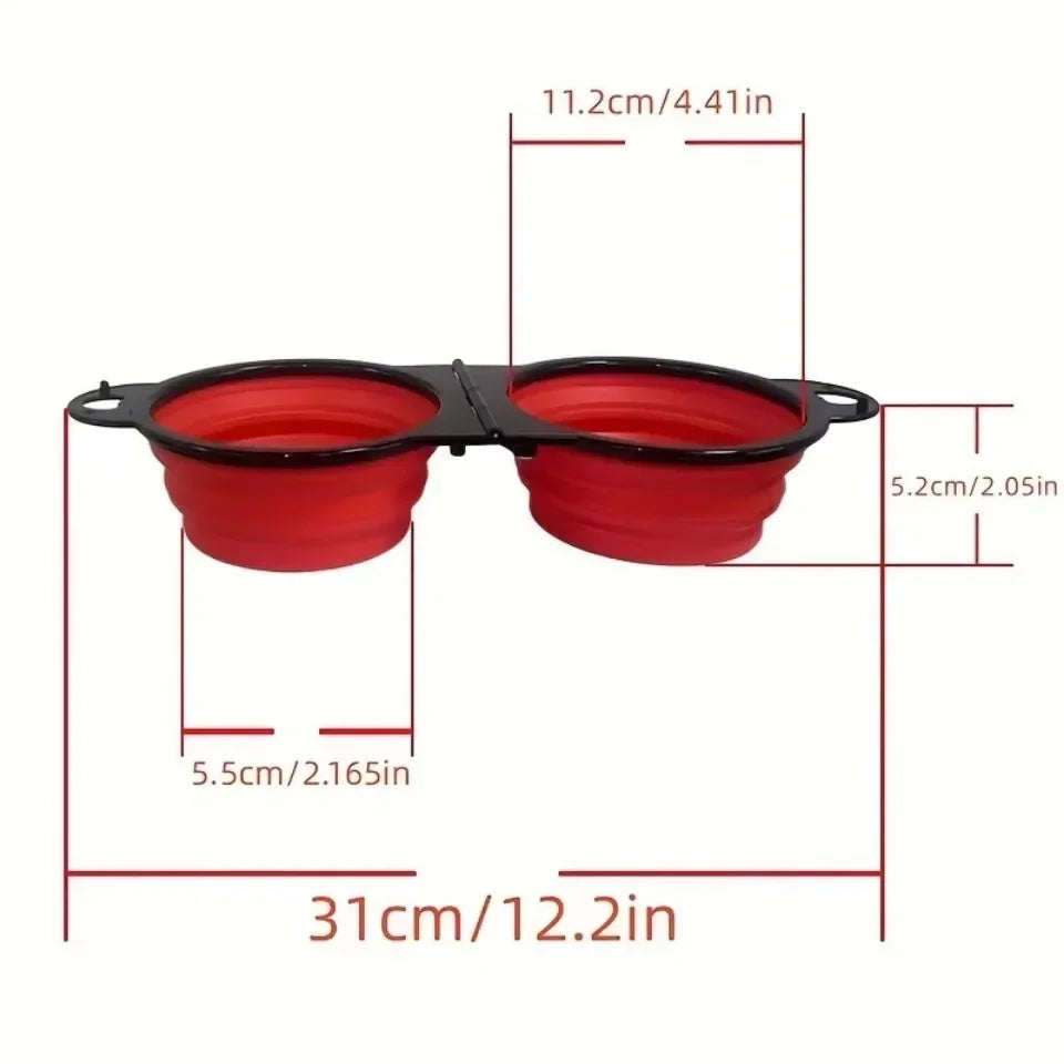 Foldable Travel Dual Pet Bowl – Food & Water | PuppyPaw™