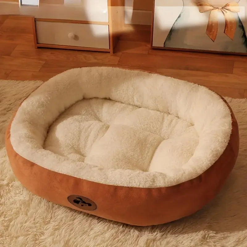 Oval Snuggle Pet Bed – Plush Warm All Seasons | PuppyPaw™