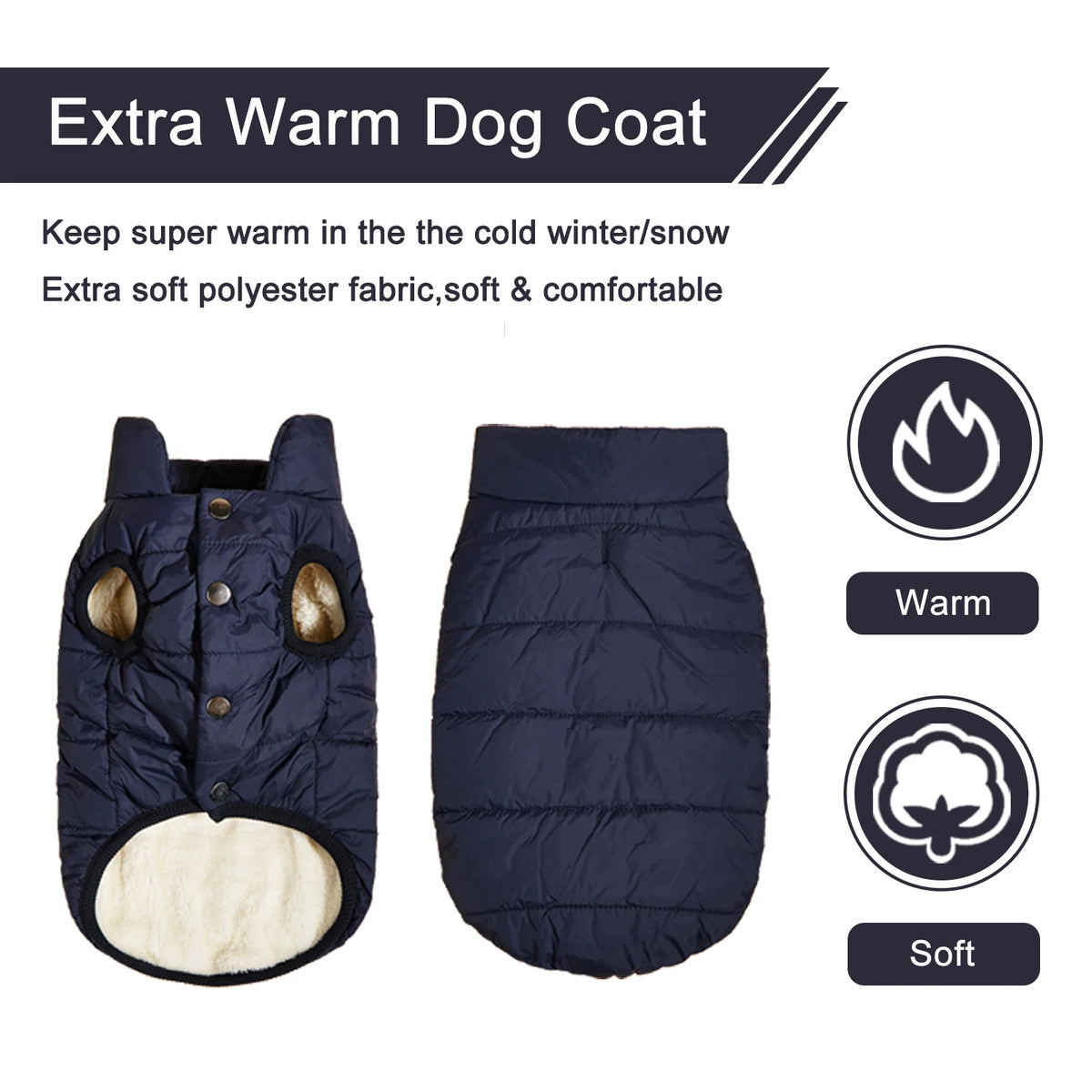 Fleece-Lined Dog Winter Jacket – Cold Proof Vest | PuppyPaw™