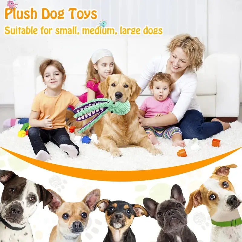 Octopus Plush Dog Toy – Squeaky 6-Leg Chew | PuppyPaw™