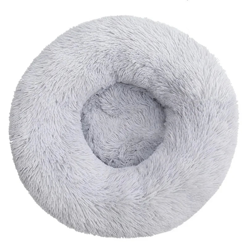 Round Plush Pet Bed – Warm Fleece Dog & Cat | PuppyPaw™