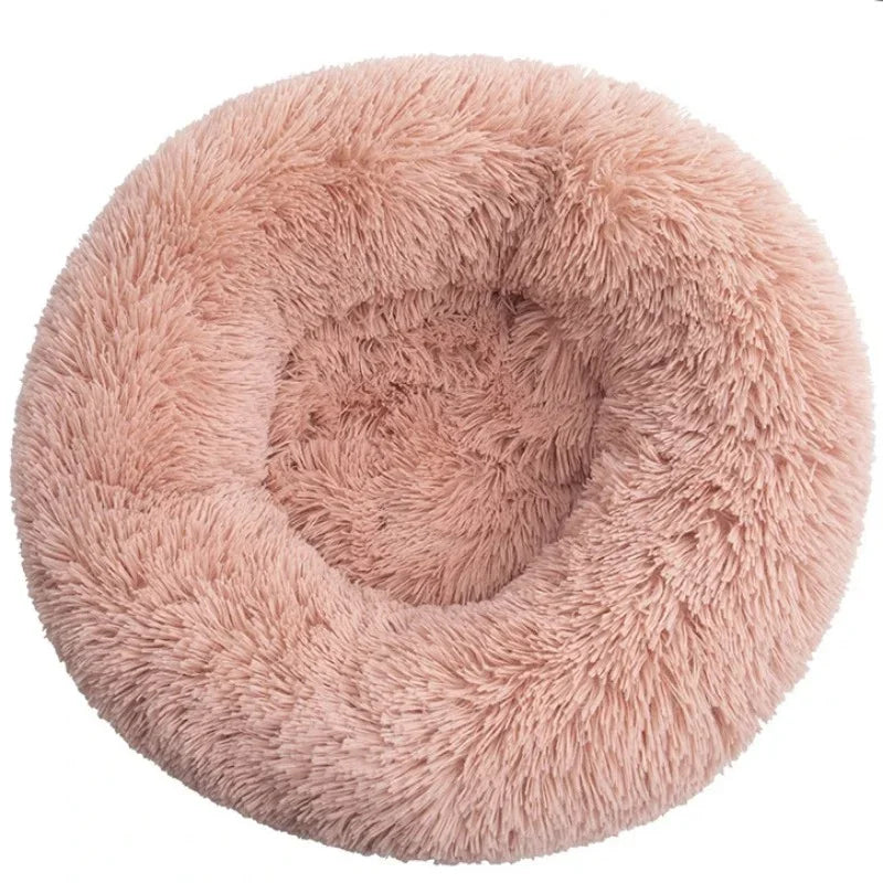 Round Plush Pet Bed – Warm Fleece Dog & Cat | PuppyPaw™