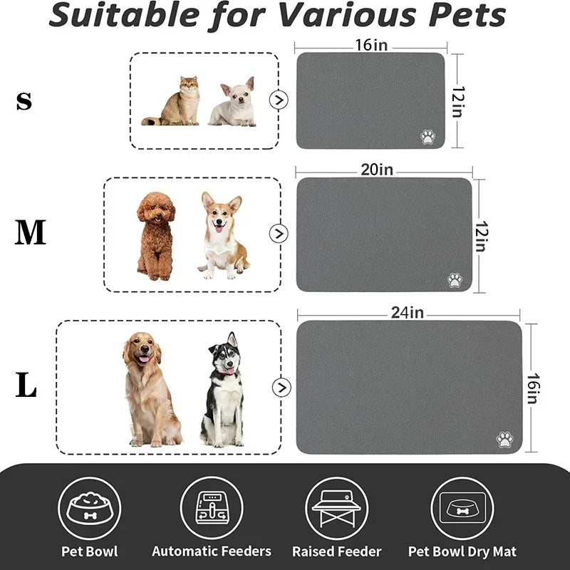 Absorbent Pet Feeding Mat – Quick Dry Non-Slip | PuppyPaw™
