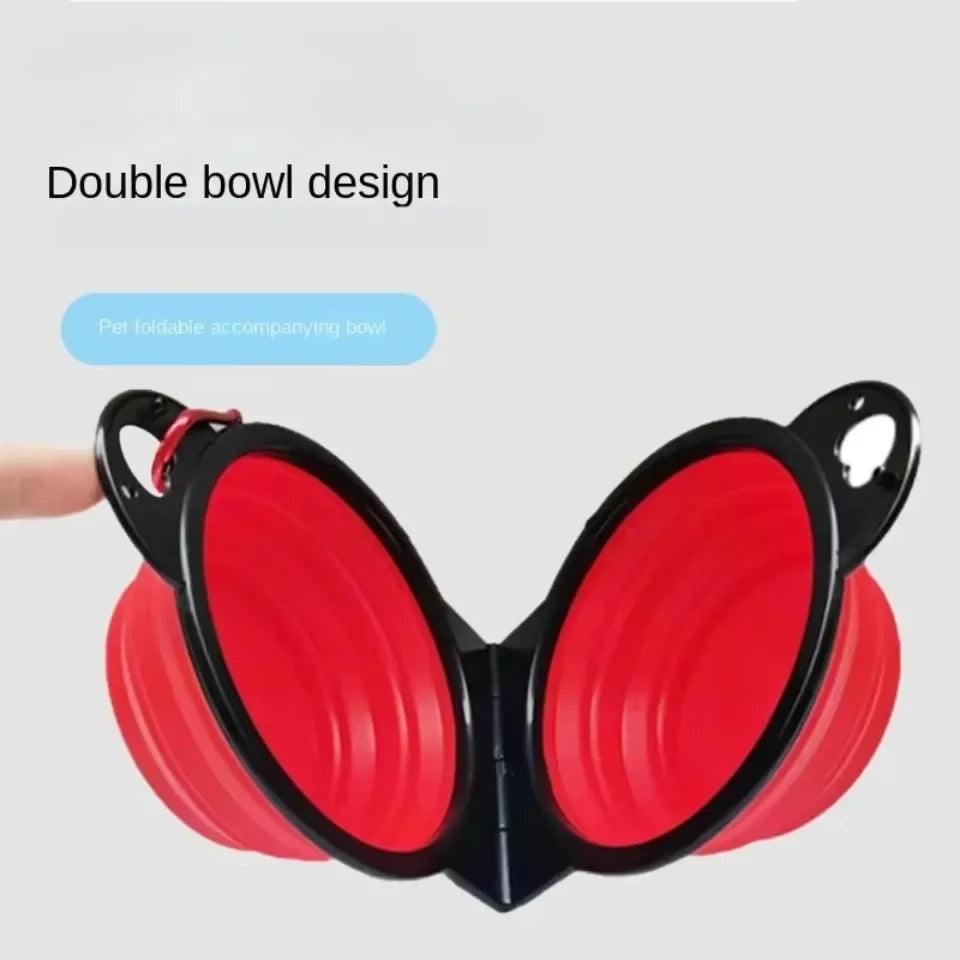 Foldable Travel Dual Pet Bowl – Food & Water | PuppyPaw™