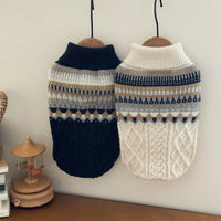 Vintage Knit Dog Sweater – Black & Beige | PuppyPaw™
