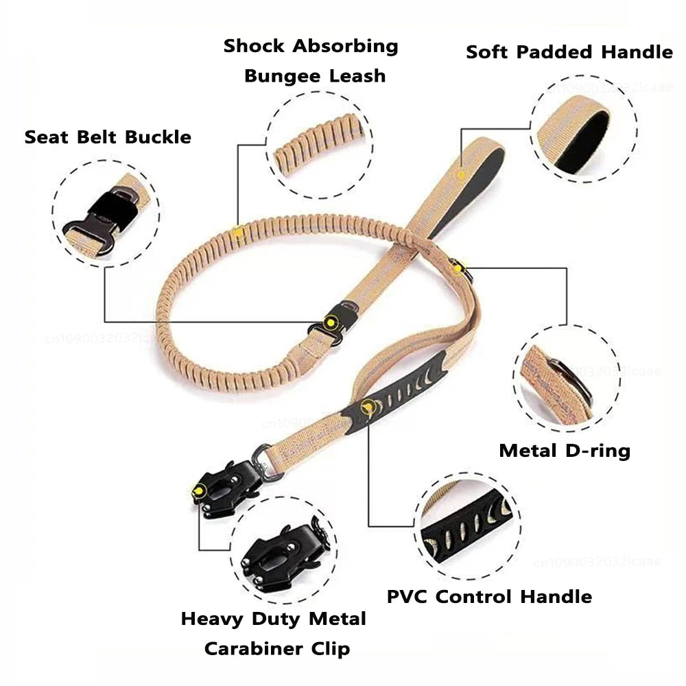 Heavy Duty Bungee Dog Leash – Double Handle | PuppyPaw™