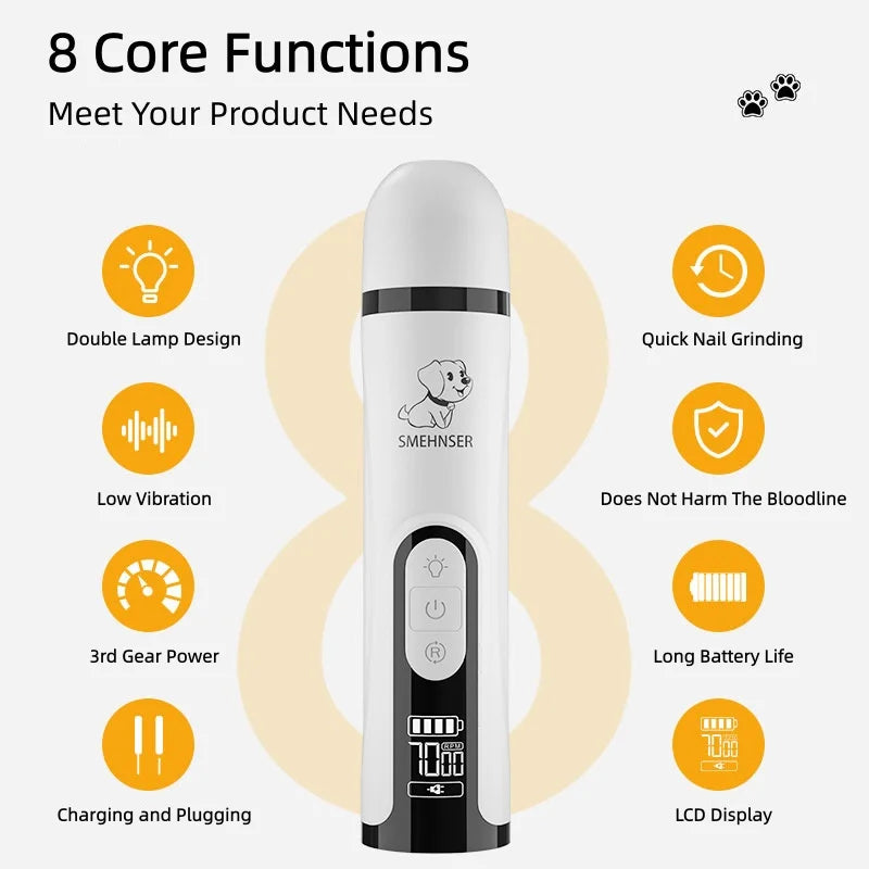 Pet Nail Grinder – USB Rechargeable LED Clipper | PuppyPaw™