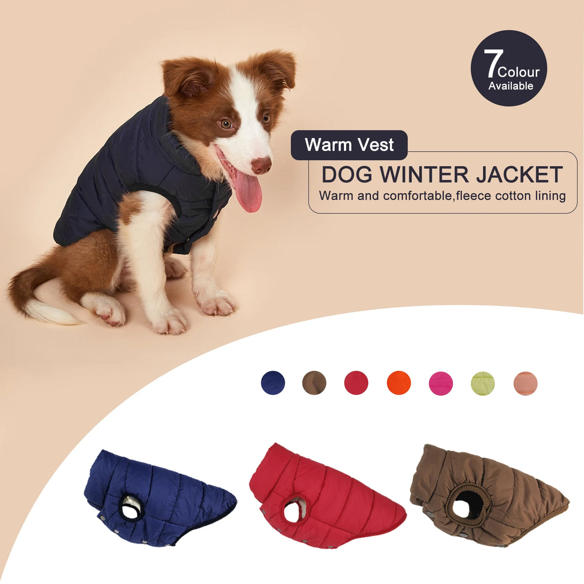 Fleece-Lined Dog Winter Jacket – Cold Proof Vest | PuppyPaw™