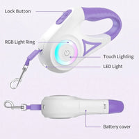 Retractable LED Dog Leash – Quick Release Clasp | PuppyPaw™