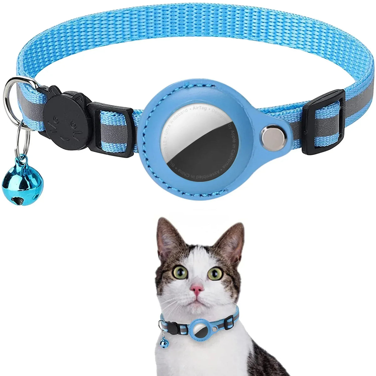 Adjustable Reflective Cat Collar – AirTag Holder | PuppyPaw™