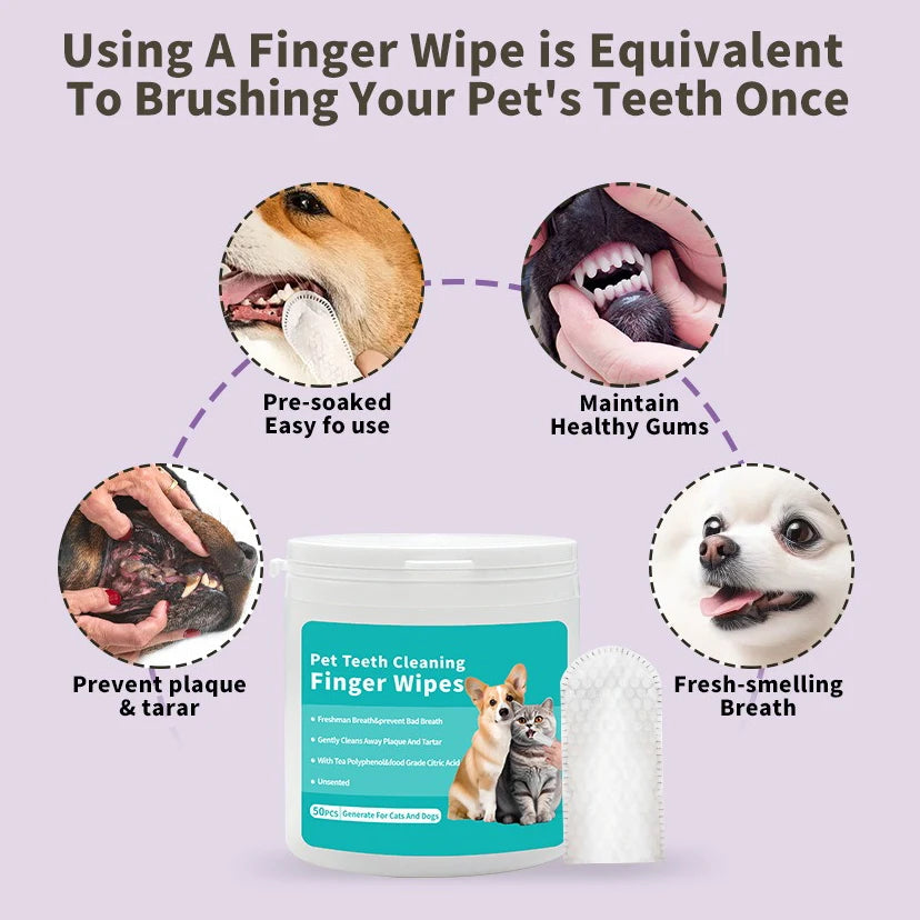 Pet Dental Cleaning Wipes – Finger Toothbrush | PuppyPaw™