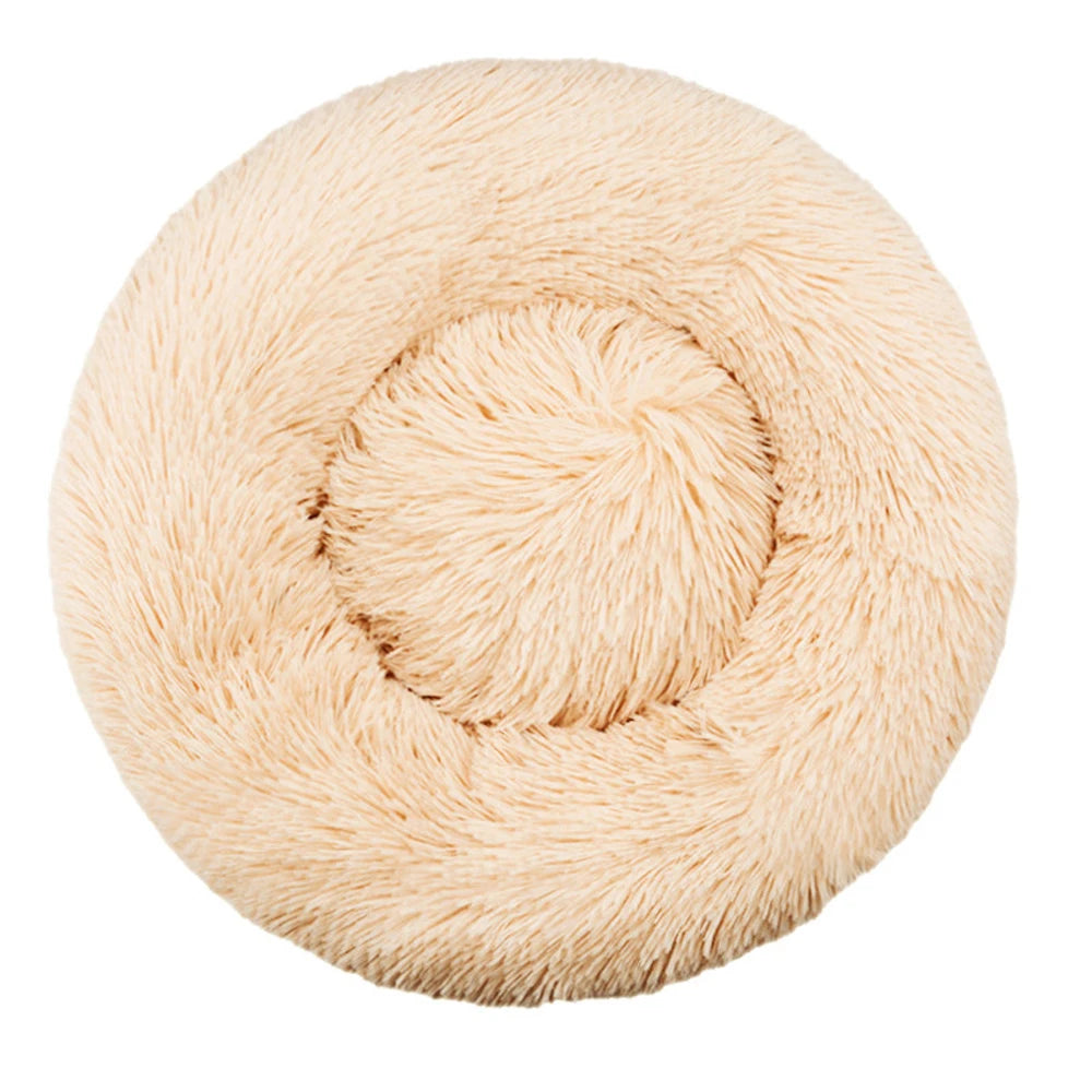Round Plush Pet Bed – Warm Fleece Dog & Cat | PuppyPaw™
