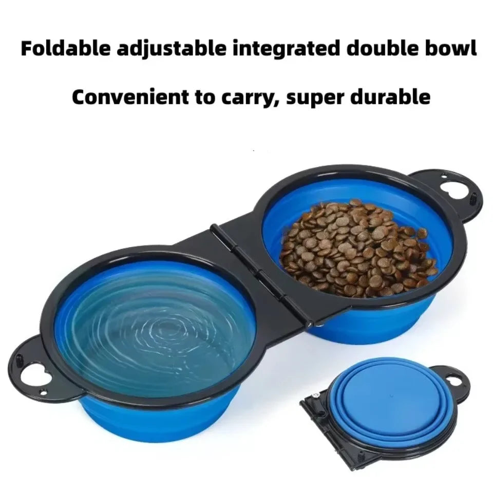 Foldable Travel Dual Pet Bowl – Food & Water | PuppyPaw™