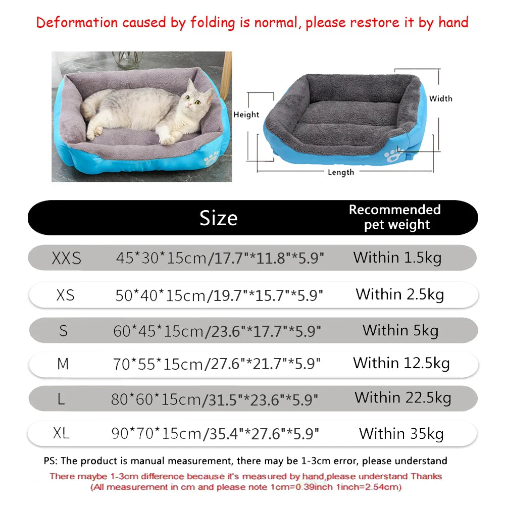 Plush Square Dog Sofa Bed – Waterproof Cushion | PuppyPaw™