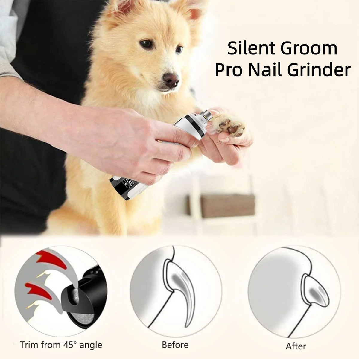 Pet Nail Grinder – USB Rechargeable LED Clipper | PuppyPaw™