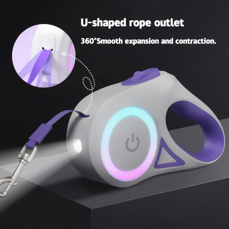 Retractable LED Dog Leash – Quick Release Clasp | PuppyPaw™
