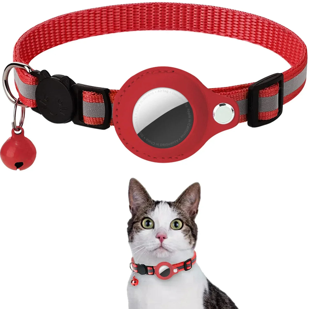 Adjustable Reflective Cat Collar – AirTag Holder | PuppyPaw™