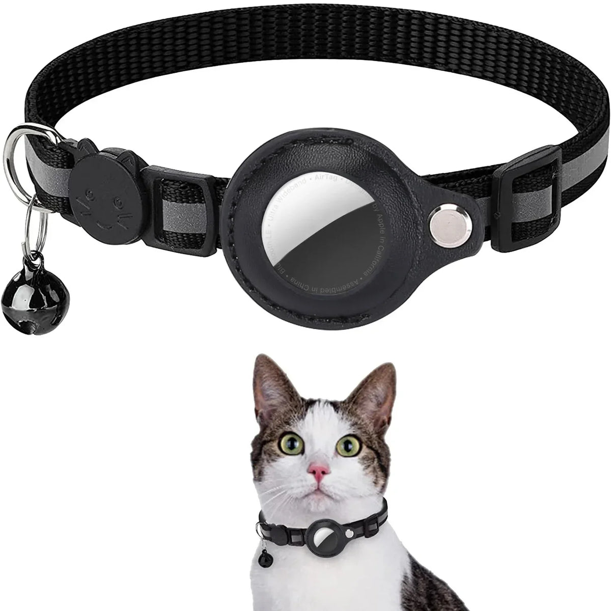 Adjustable Reflective Cat Collar – AirTag Holder | PuppyPaw™