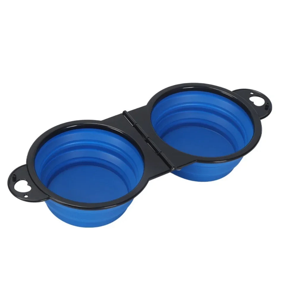 Foldable Travel Dual Pet Bowl – Food & Water | PuppyPaw™