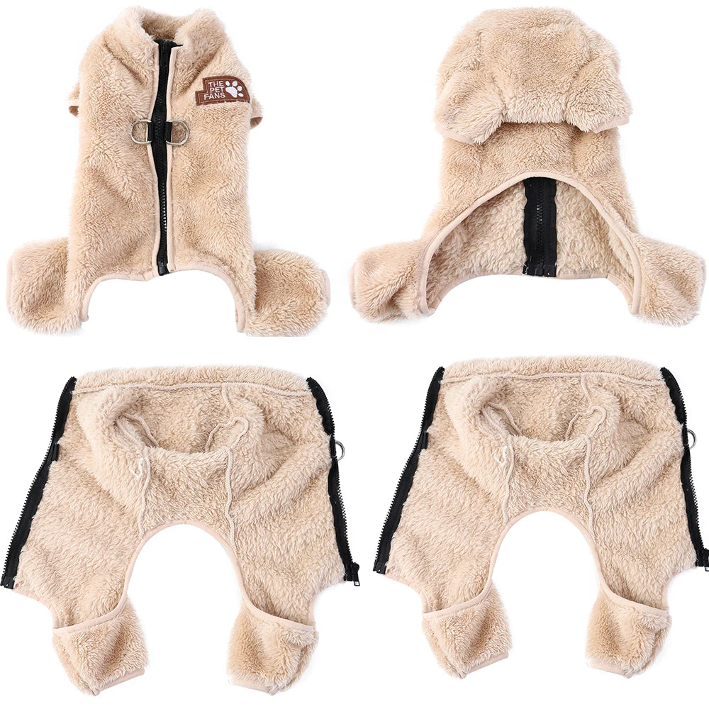 Full-Coverage Fleece Dog Jacket – Zip & D-Ring | PuppyPaw™