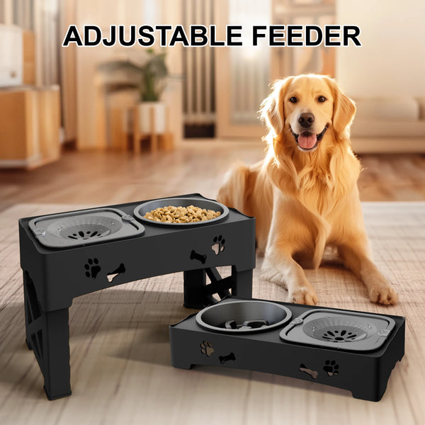 Adjustable Height Pet Feeder – 3-in-1 Slow Feed | PuppyPaw™