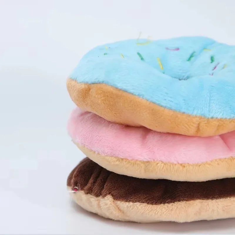 Plush Donut Dog Toy – Soft Squeaky Comfort | PuppyPaw™