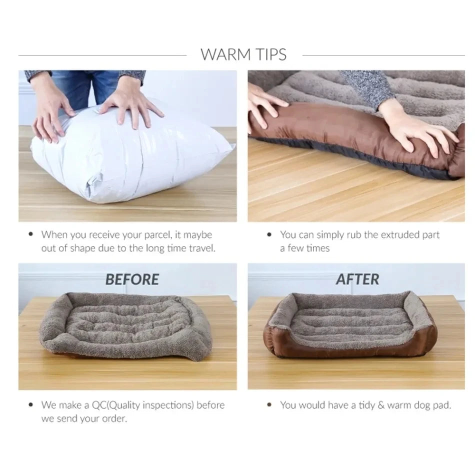 Plush Square Dog Sofa Bed – Waterproof Cushion | PuppyPaw™