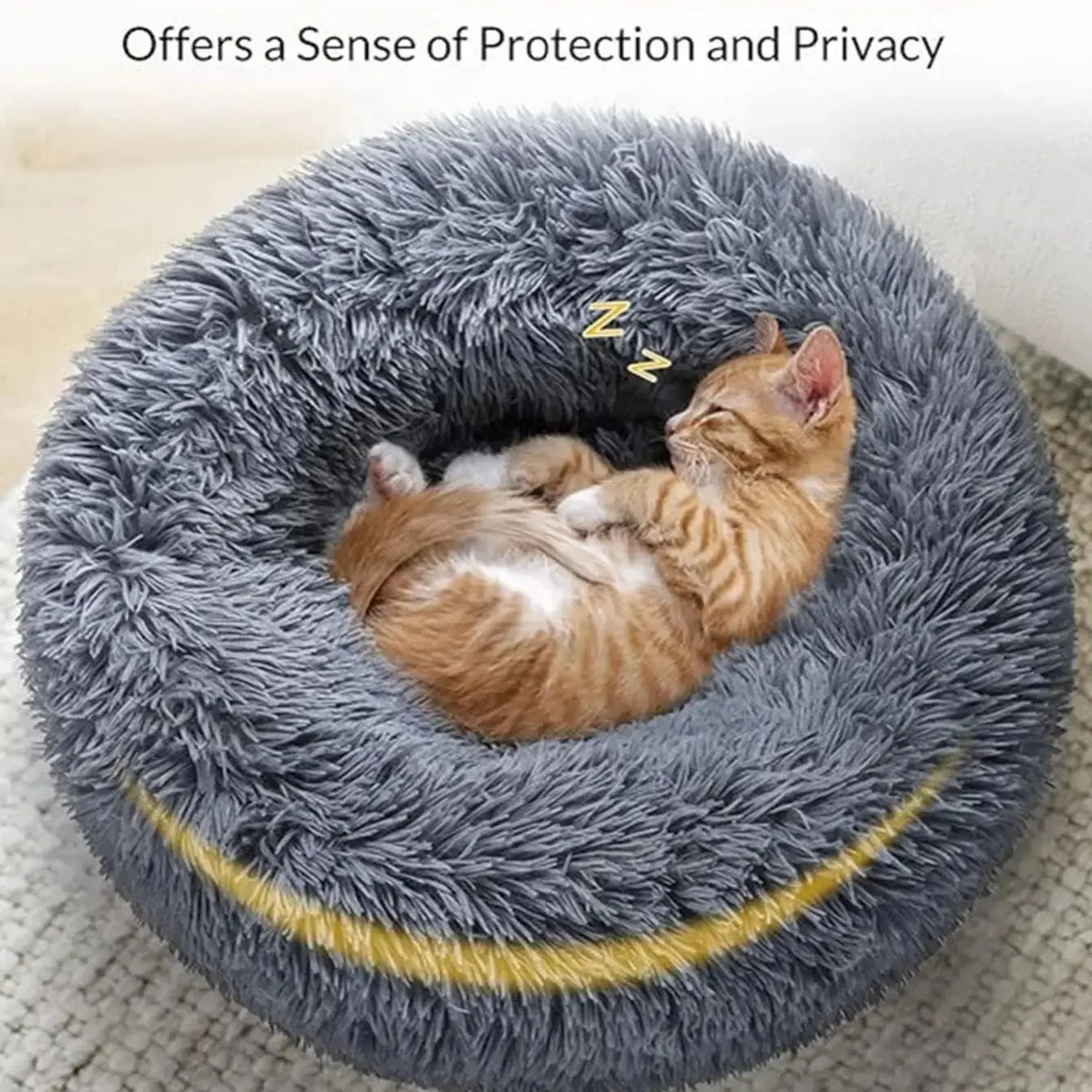 Round Plush Pet Bed – Warm Fleece Dog & Cat | PuppyPaw™