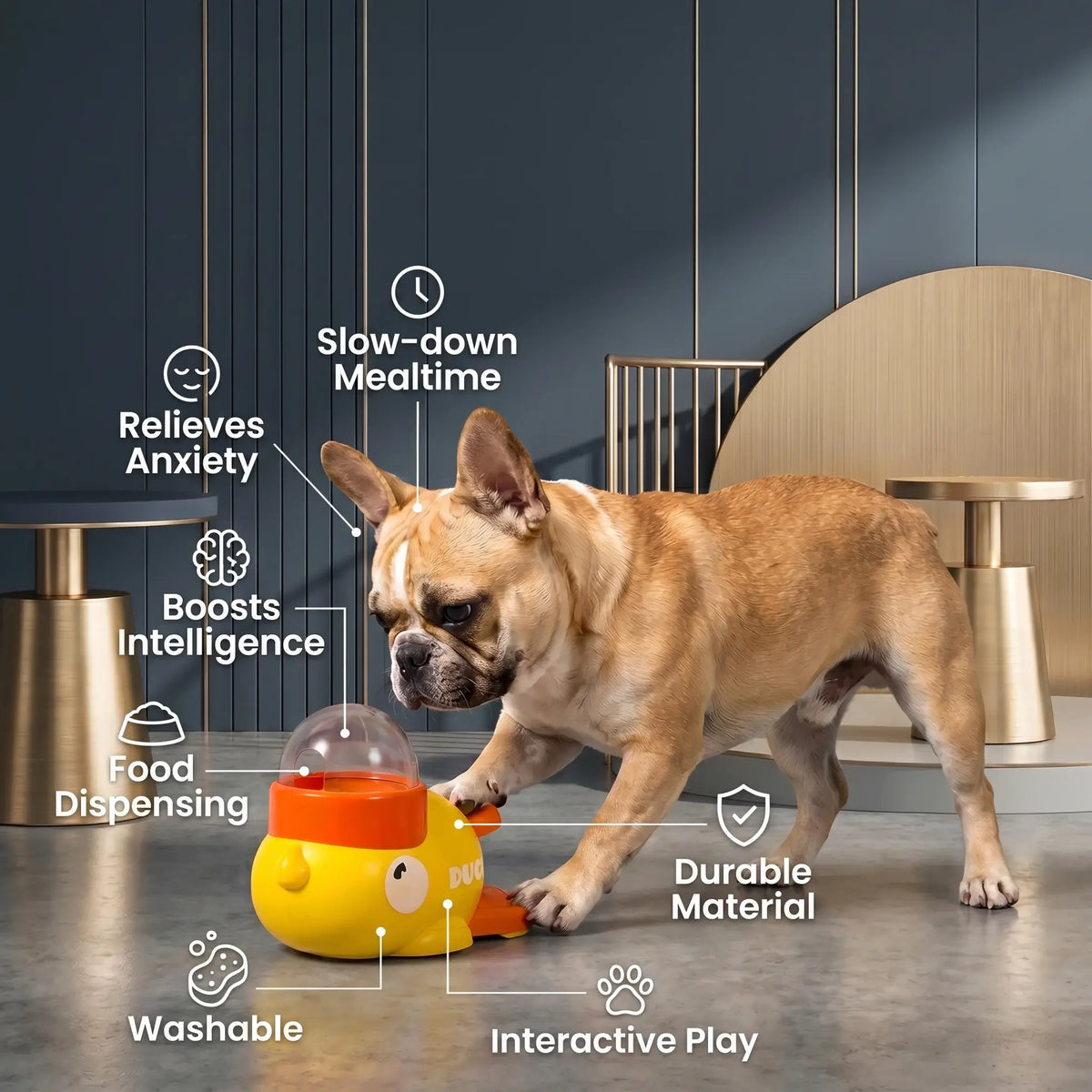 Interactive Duck Puzzle Feeder – Anti-Slip Base | PuppyPaw™