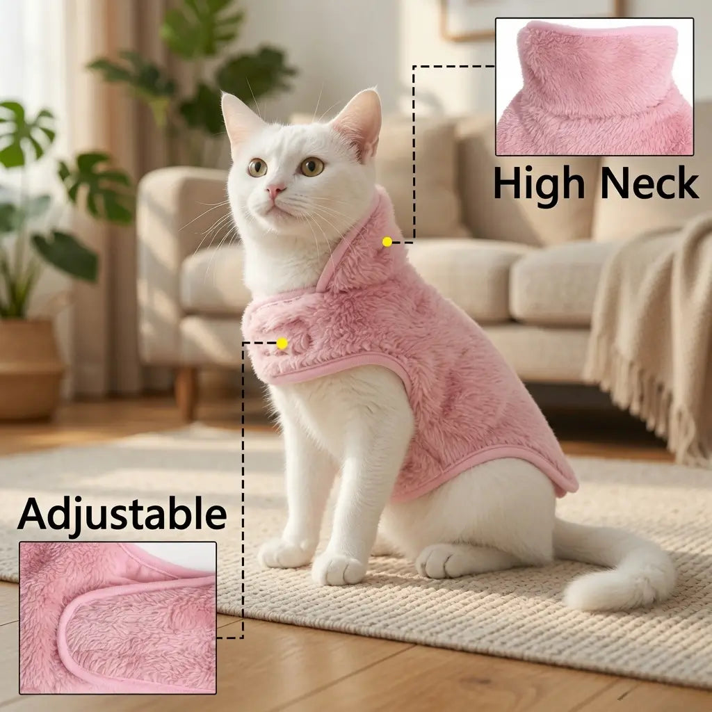 Reversible Fleece Cat Jacket – High Neck | PuppyPaw™