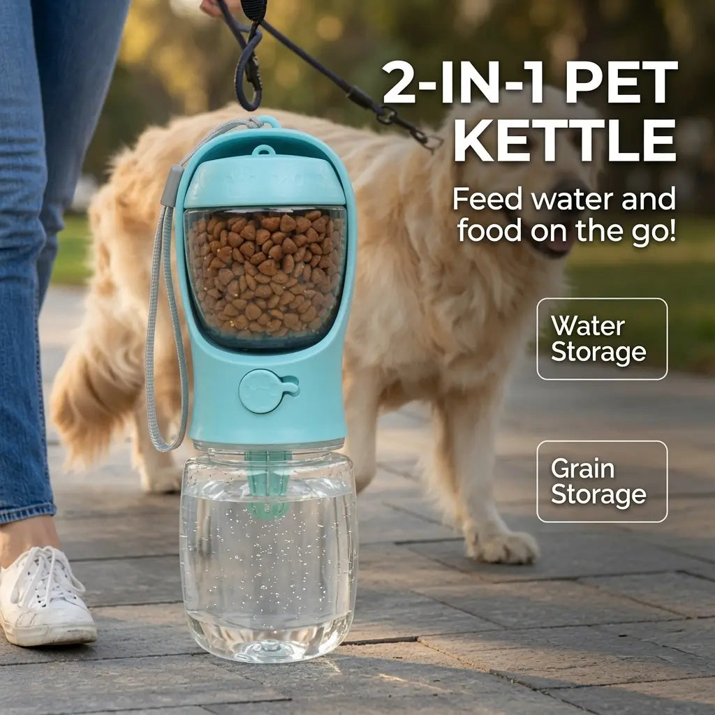 Dog Food & Water Travel Bottle – 2-in-1 Portable | PuppyPaw™