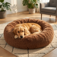 Round Plush Pet Bed – Warm Fleece Dog & Cat | PuppyPaw™
