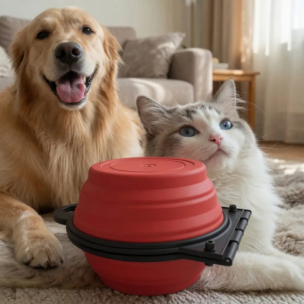 Foldable Travel Dual Pet Bowl – Food & Water | PuppyPaw™
