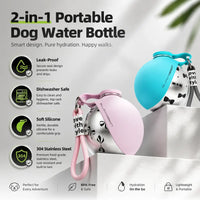 Dog Stainless Steel Travel Bottle – 2-in-1 Bowl | PuppyPaw™
