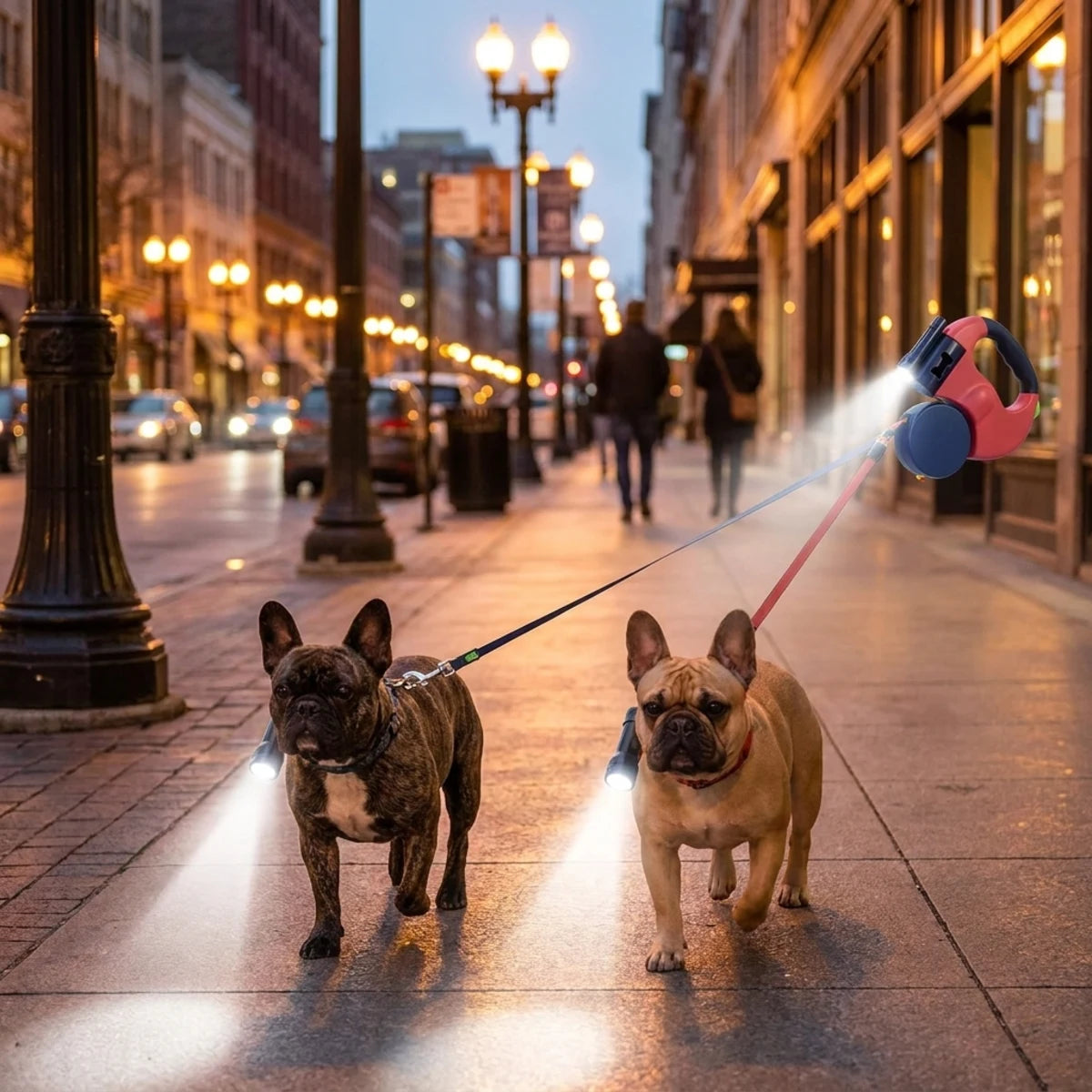 Dual Retractable Dog Leash – LED & No-Tangle | PuppyPaw™
