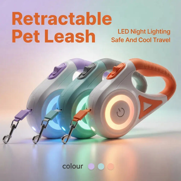 Retractable LED Dog Leash – Quick Release Clasp | PuppyPaw™